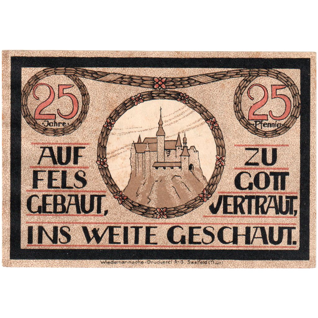 Niemcy, Lauenstein, 25 Pfennig, UNC(63)