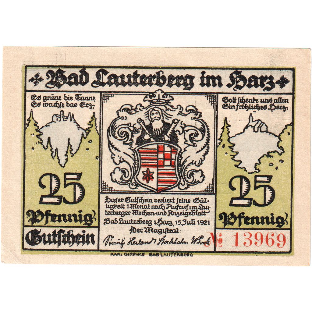 Niemcy, Lauterberg, 25 Pfennig, 1921-07-15, 12567, UNC(65-70)
