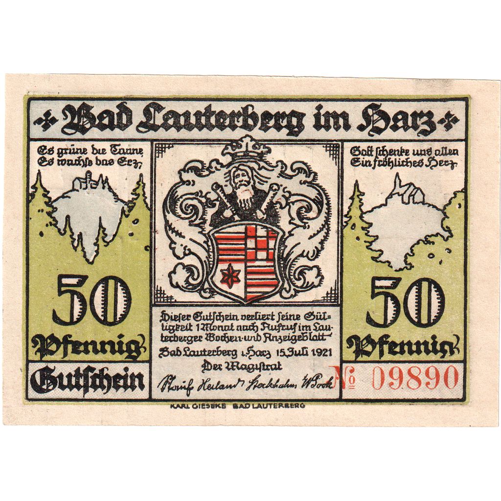 Germania, Lauterberg, 50 Pfennig, 1921-07-15, 28845, FDS