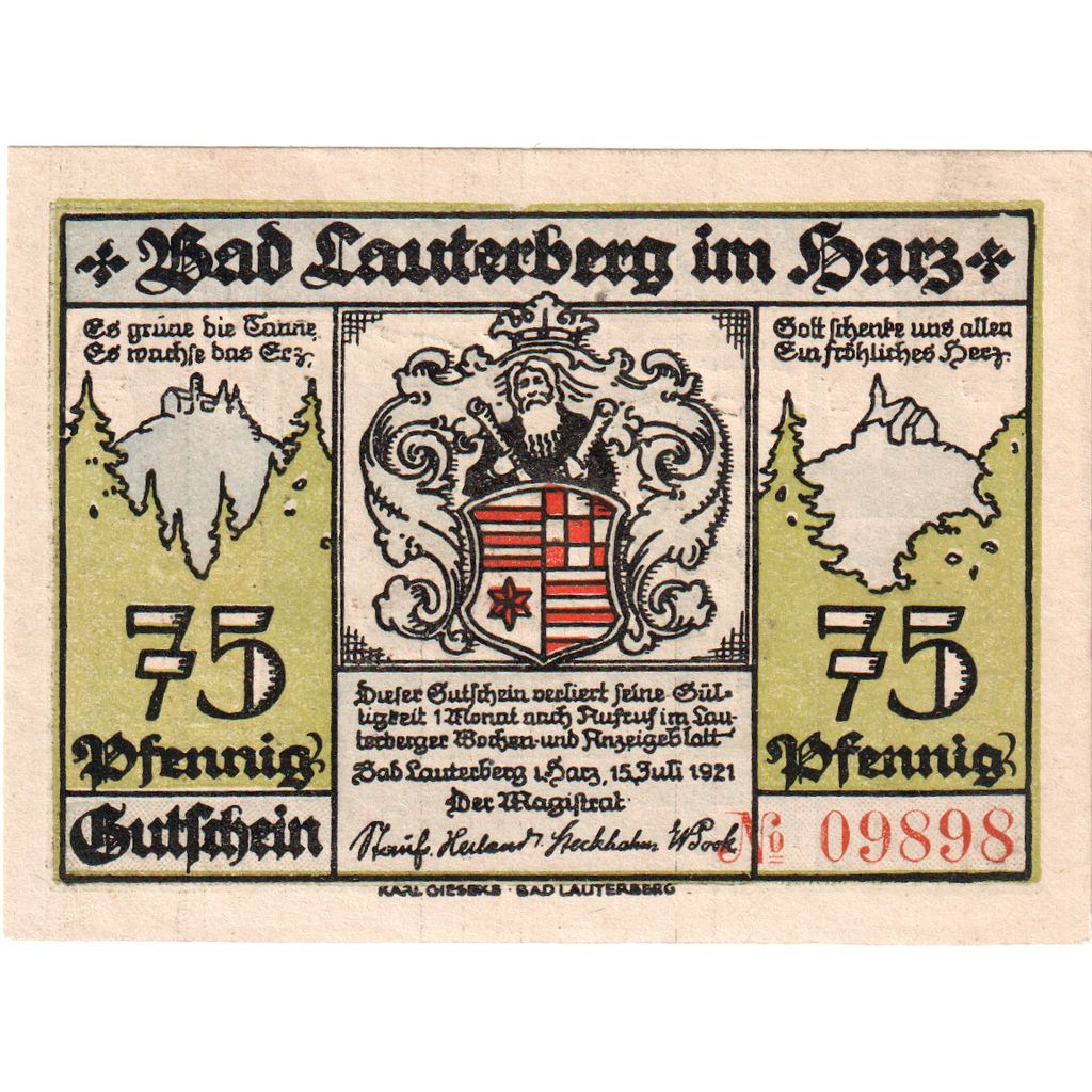 Niemcy, Lauterberg, 75 Pfennig, 1921-07-15, 28845, UNC(65-70)