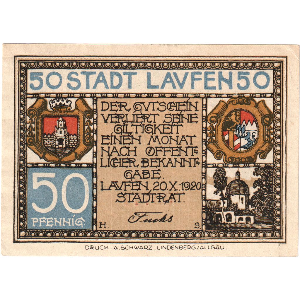 Deutschland, Laufen, 50 Pfennig, 1920-10-20, UNZ-