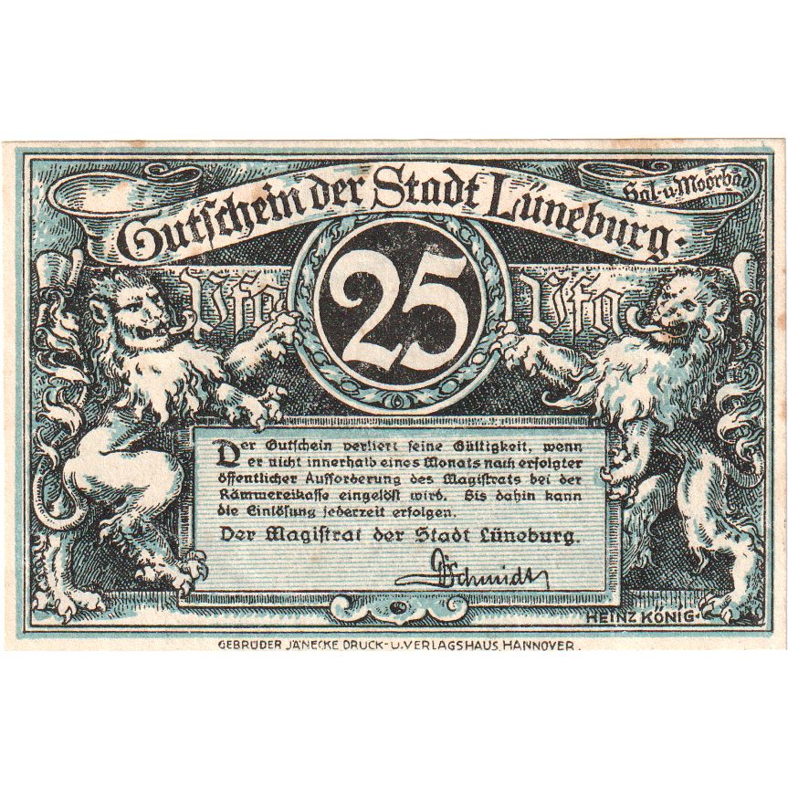 Deutschland, Luneburg, 25 Pfennig, UNZ-