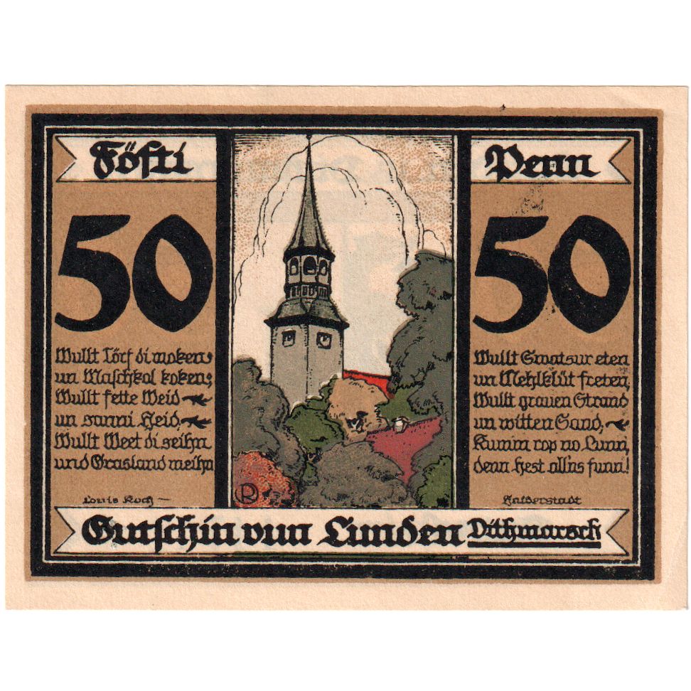 Niemcy, Lunden, 50 Pfennig, 1921-05-19, UNC(60-62)