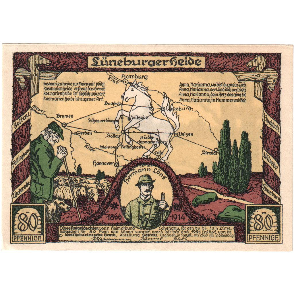 Deutschland, Lüneburger Heide, 80 Pfennig, VZ+
