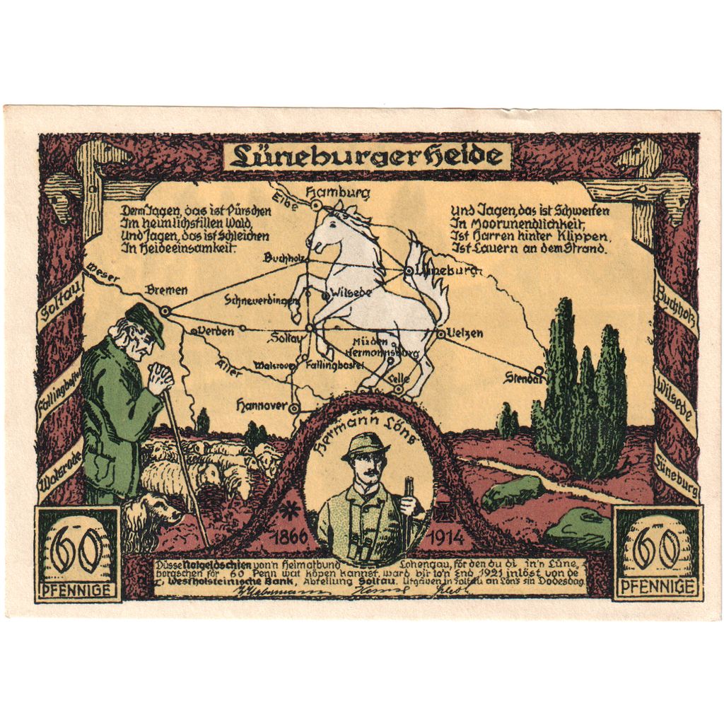 Niemcy, Lüneburger Heide, 60 Pfennig, UNC(60-62)