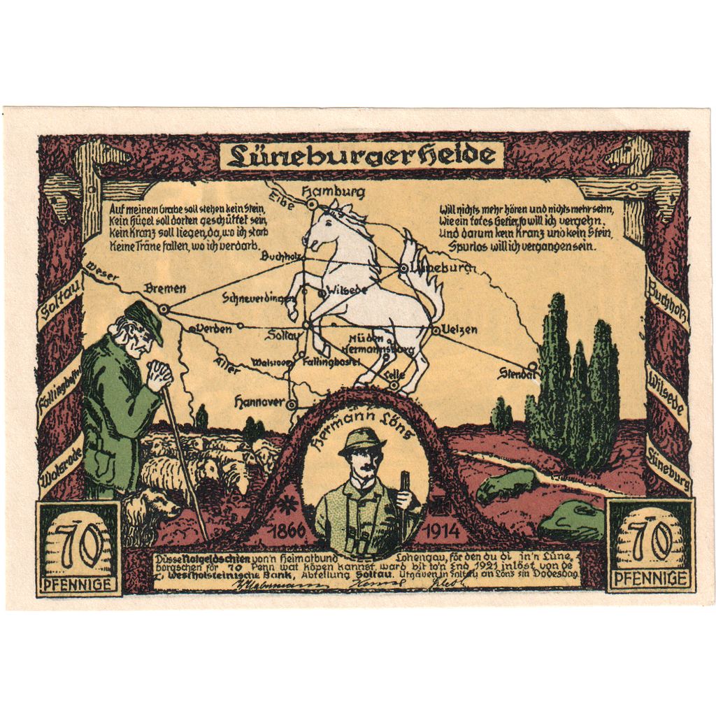 Niemcy, Lüneburger Heide, 70 Pfennig, UNC(60-62)