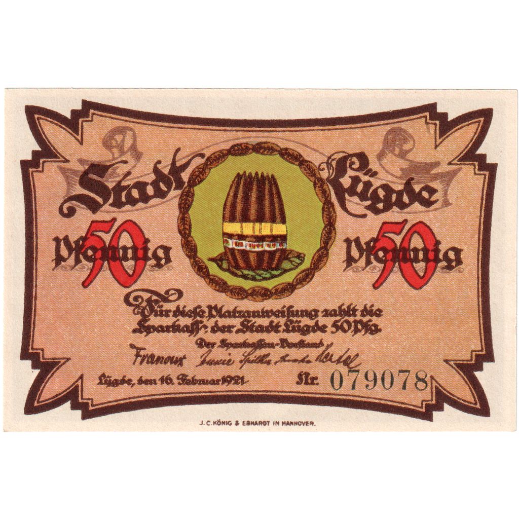 Germania, Lugde, 50 Pfennig, 1921-02-16, SPL