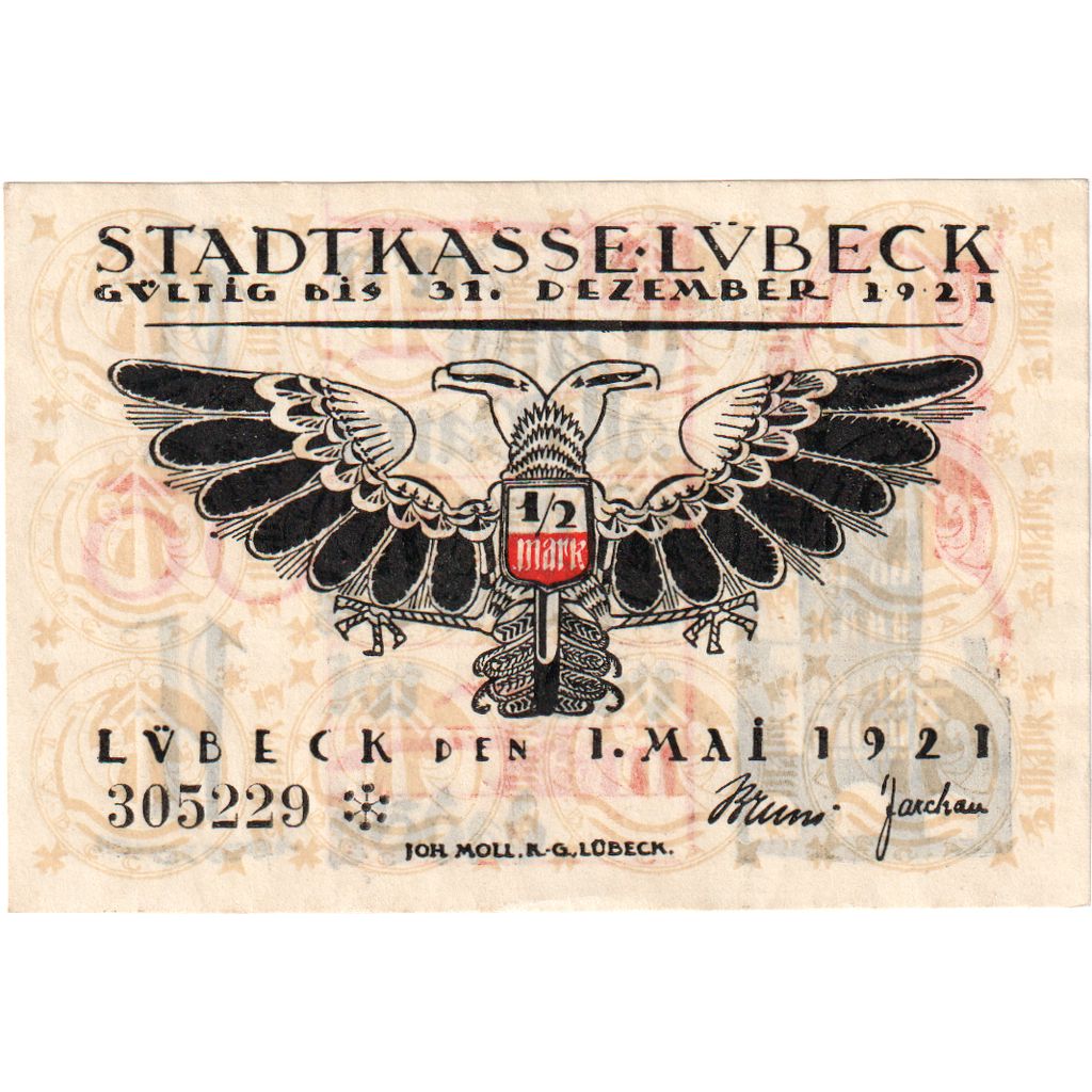 Deutschland, Lübeck, 50 Pfennig, 1921-05-01, UNZ