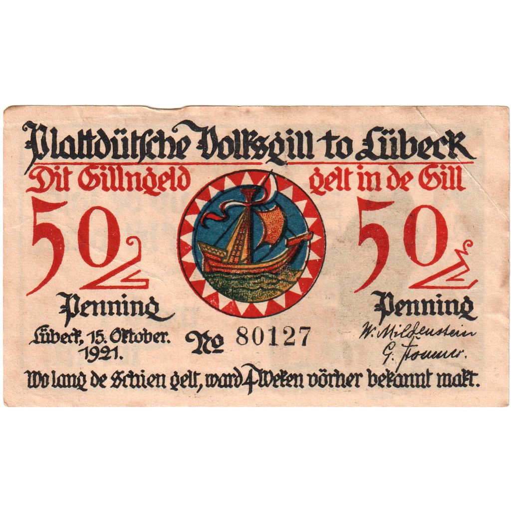 Deutschland, Lübeck, 50 Pfennig, 1921-10-15, UNZ