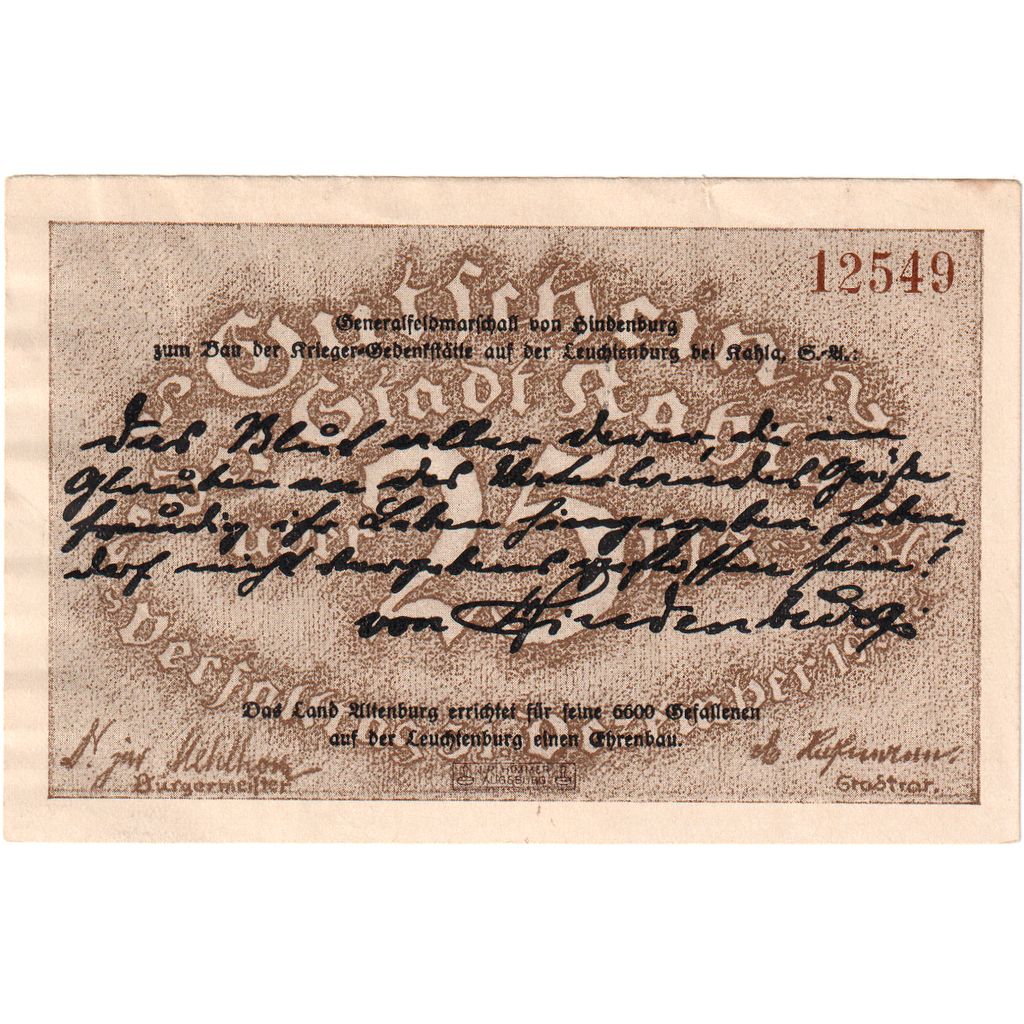 Deutschland, Kahla, 25 Pfennig, 1921-12-31, UNZ-
