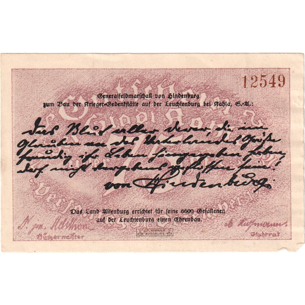 Deutschland, Kahla, 75 Pfennig, 1921-12-31, UNZ-