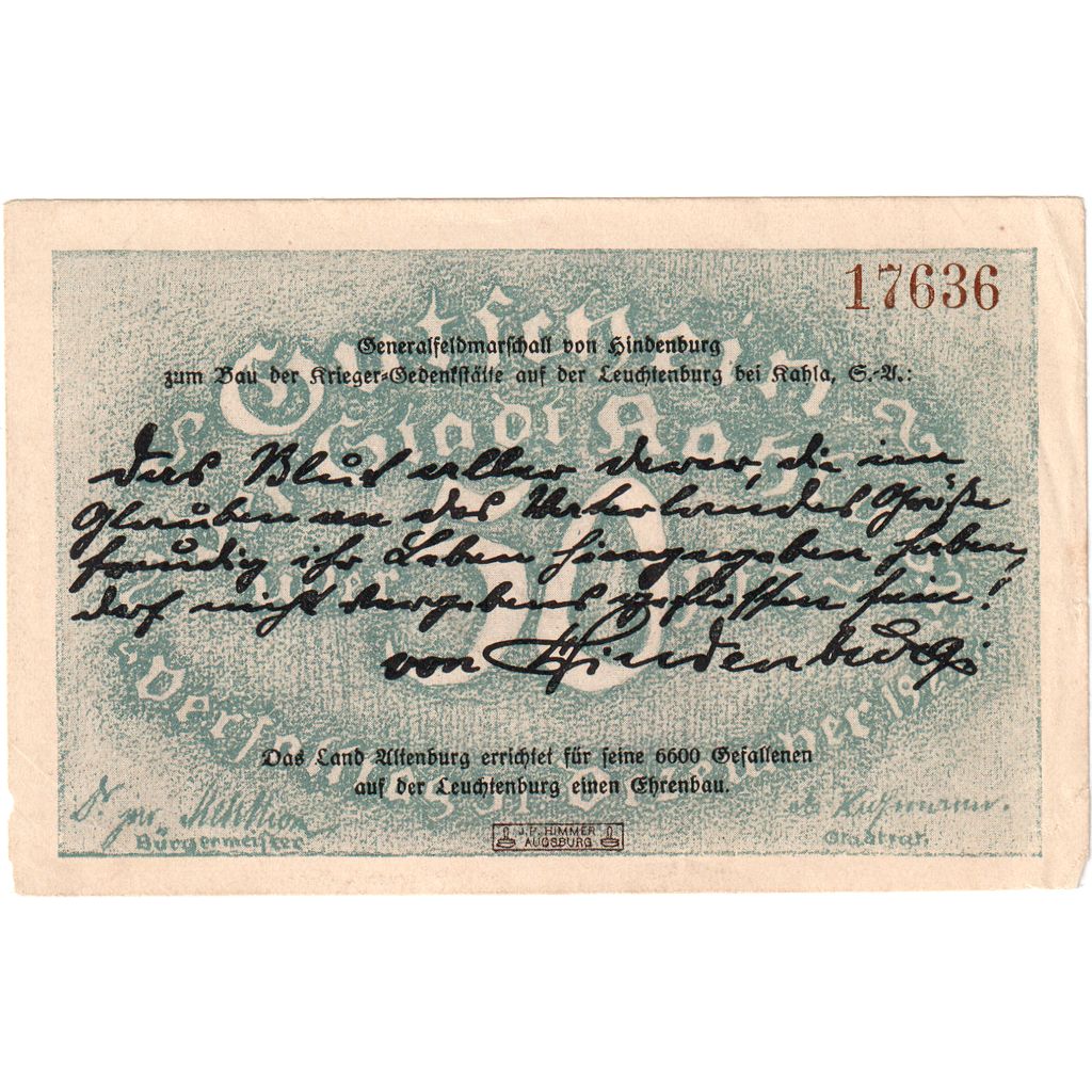 Deutschland, Kahla, 50 Pfennig, 1921-12-31, UNZ-