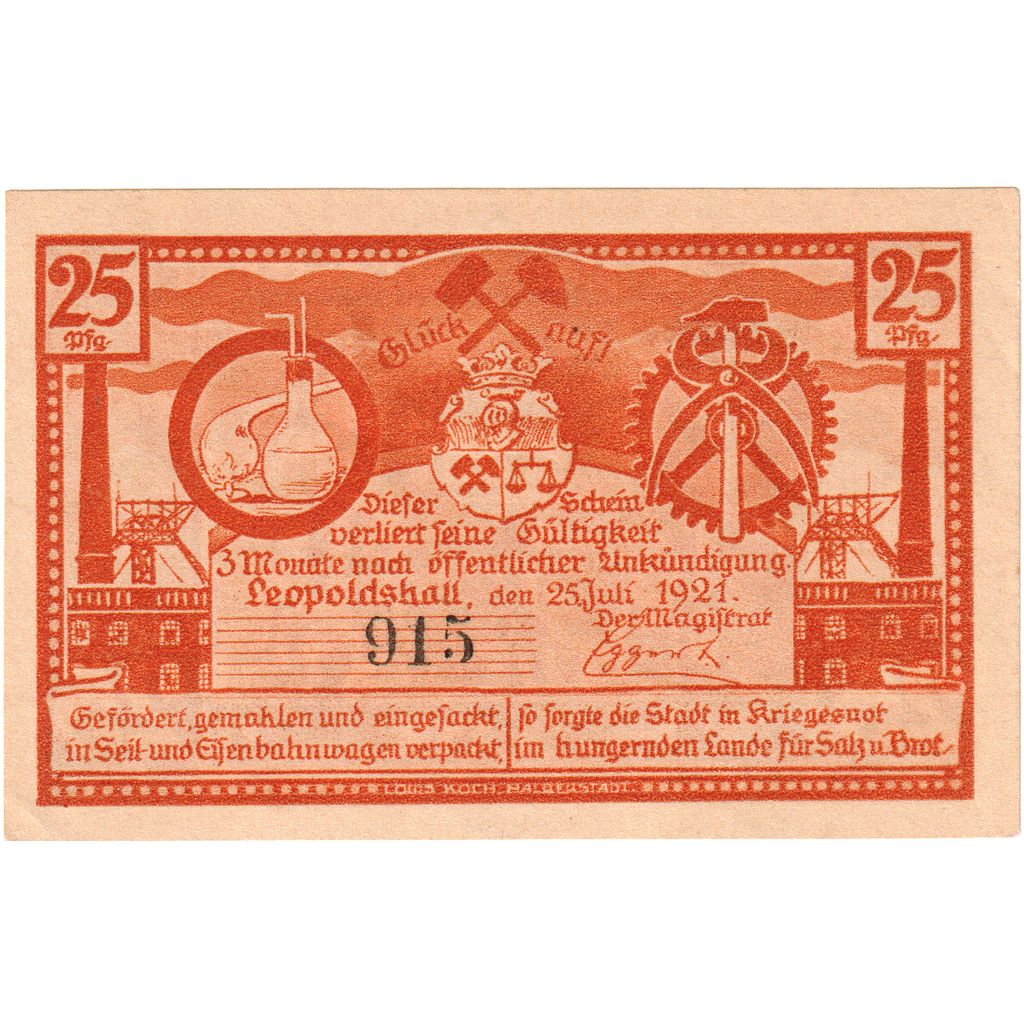 Germania, Leopoldshall, 25 Pfennig, 1921-05-02, FDS
