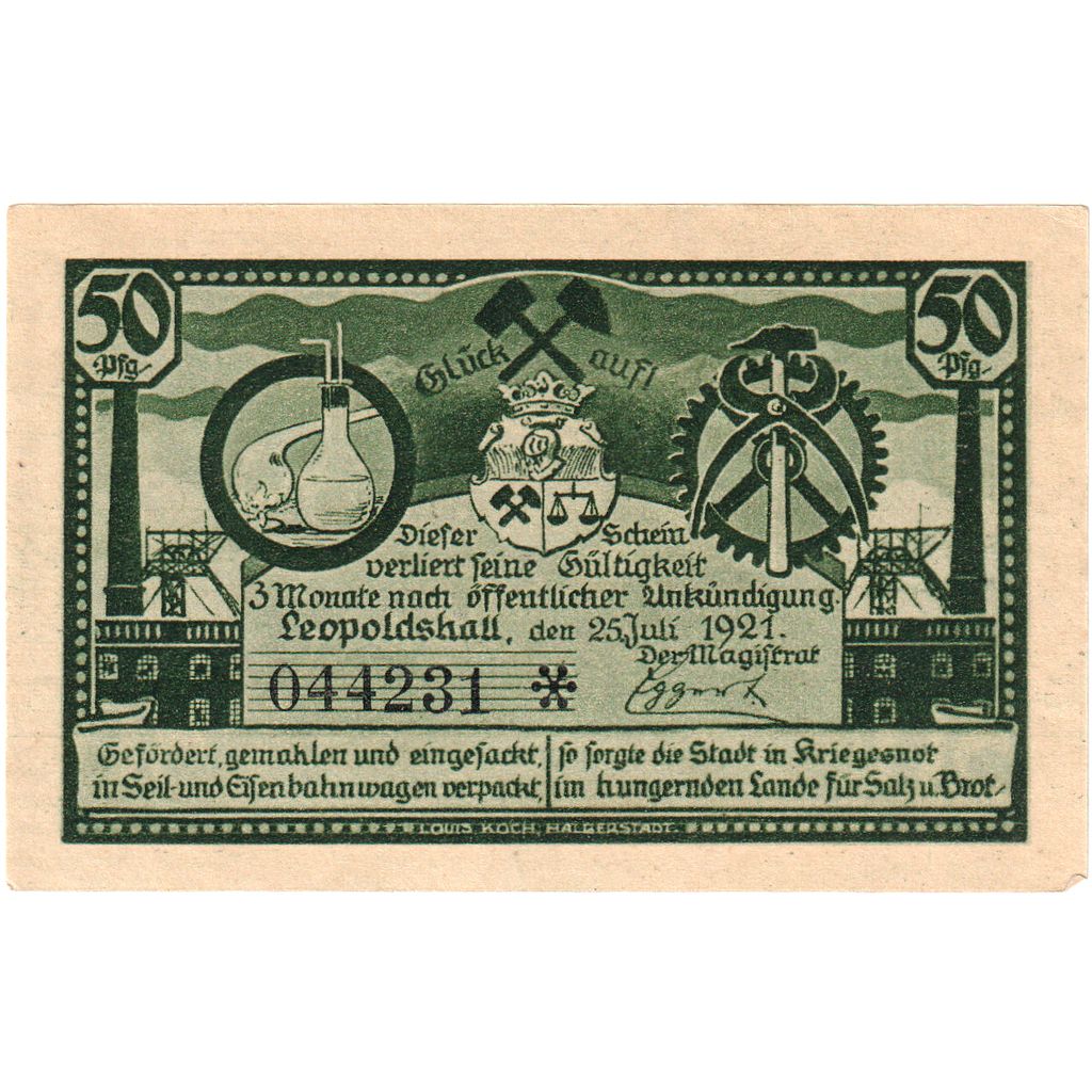 Germania, Leopoldshall, 50 Pfennig, 1921-05-02, FDS