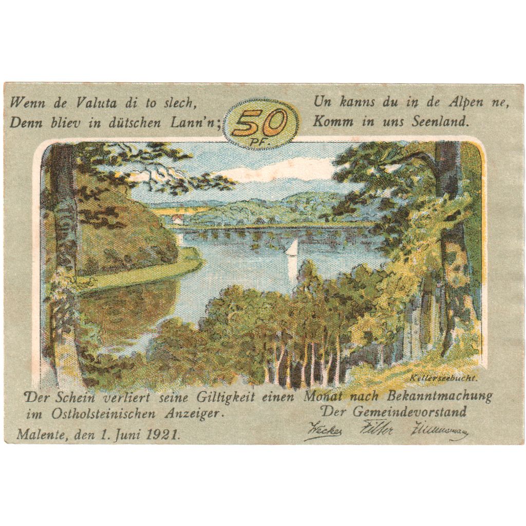 Niemcy, Malente Gremsmuhlen Germeinde, 50 Pfennig, 1921-06-01, UNC(65-70)