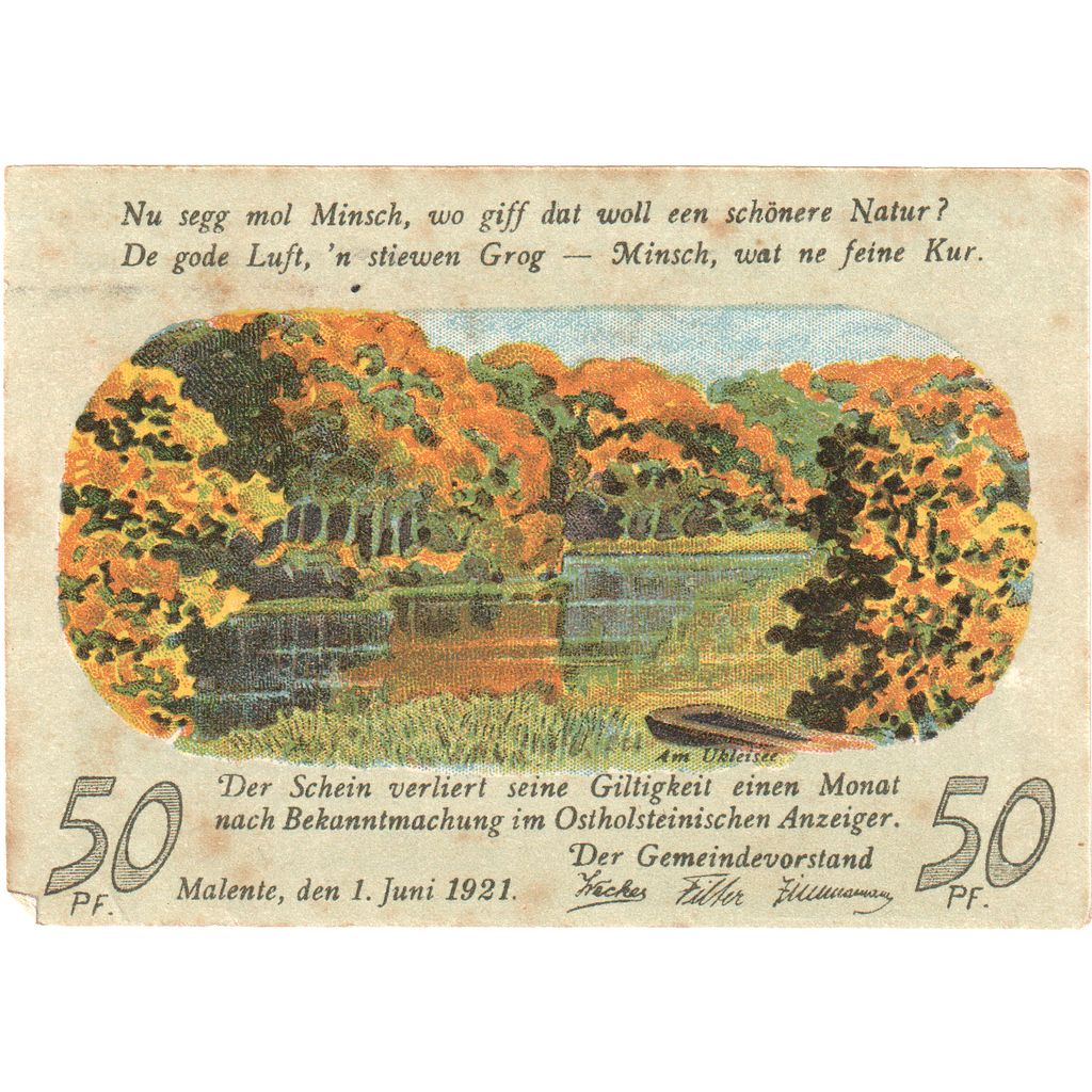 Niemcy, Malente Gremsmuhlen Germeinde, 50 Pfennig, 1921-06-01, UNC(65-70)
