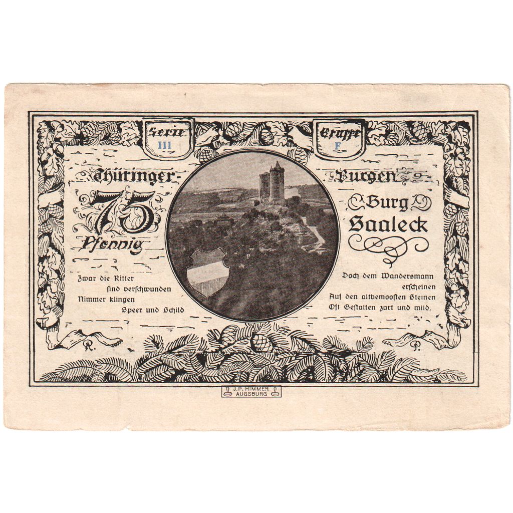 Niemcy, Kahla Stadt, 75 Pfennig, 1921-06-15, UNC(65-70)