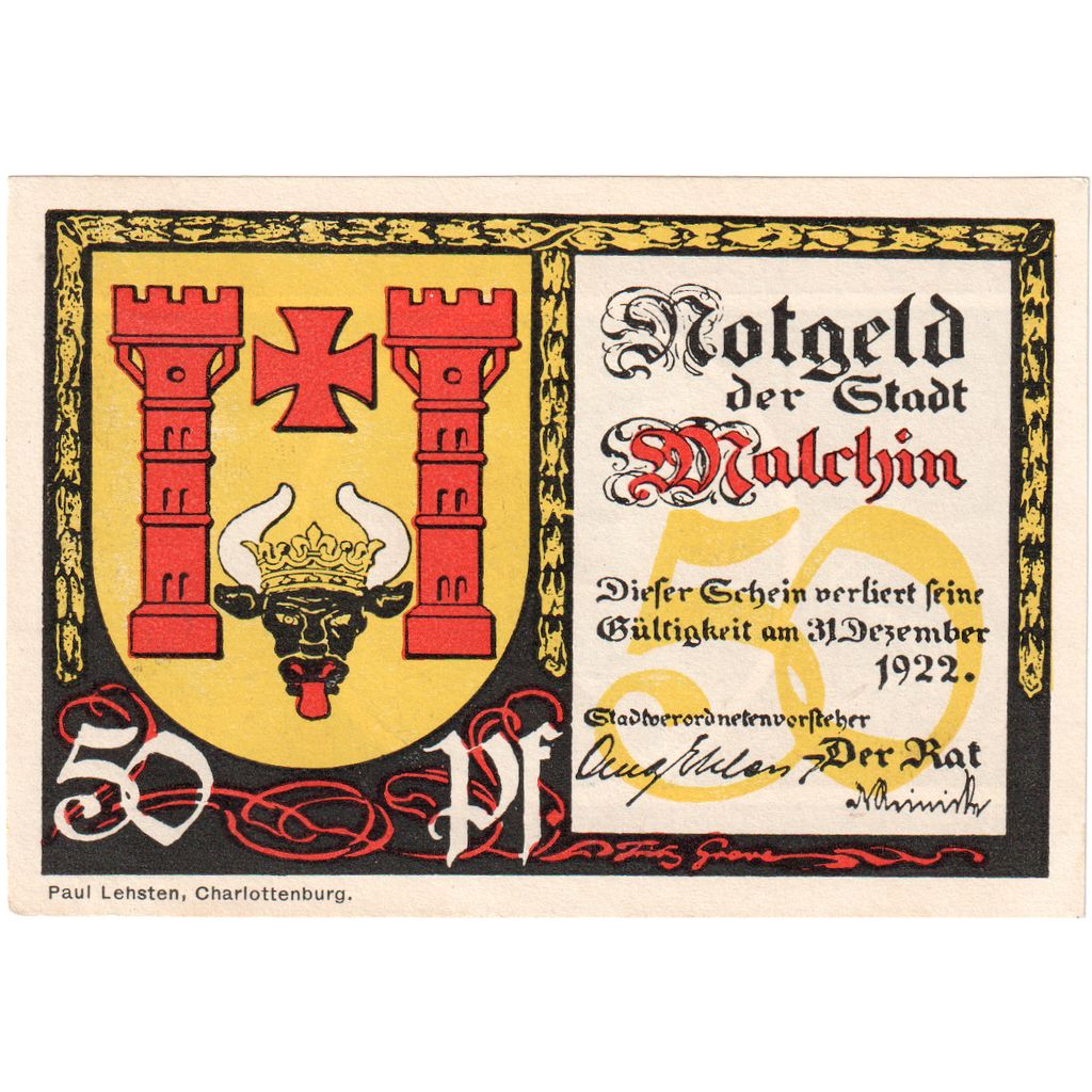 Niemcy, Malchin Stadt, 50 Pfennig, 1922-12-31, UNC(64)