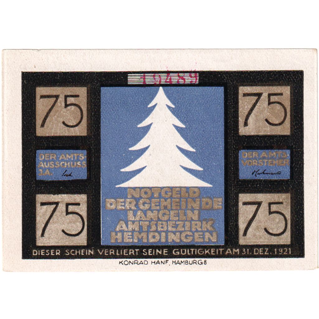 Niemcy, Langeln, 75 Pfennig, 1921-12-31, 28918, UNC(65-70)
