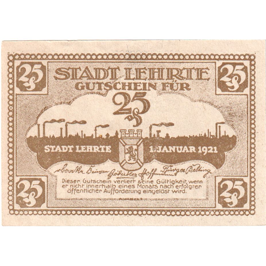 Deutschland, Lehrte, 25 Pfennig, 1921-01-01, UNZ-