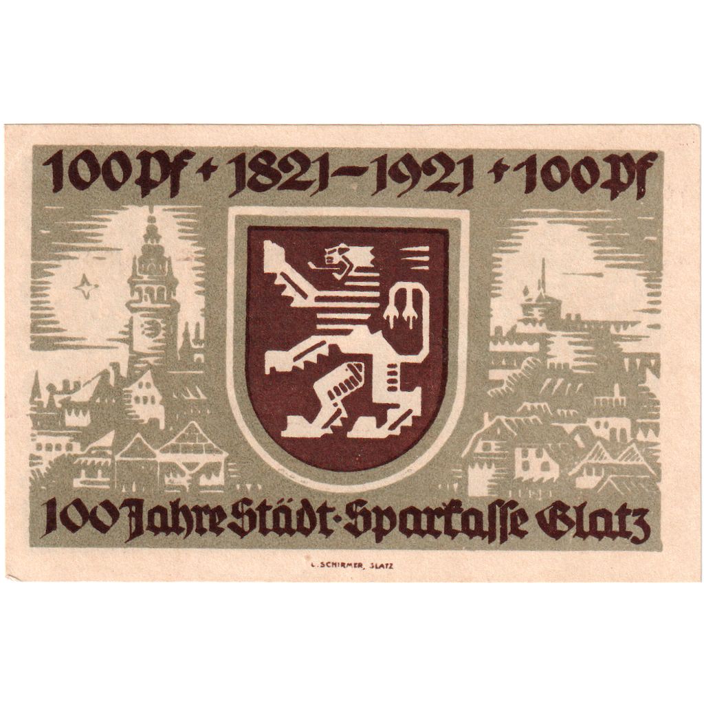 Deutschland, Glatz Städtische Sparkasse, 100 Pfennig, 1921-10-06, VZ+