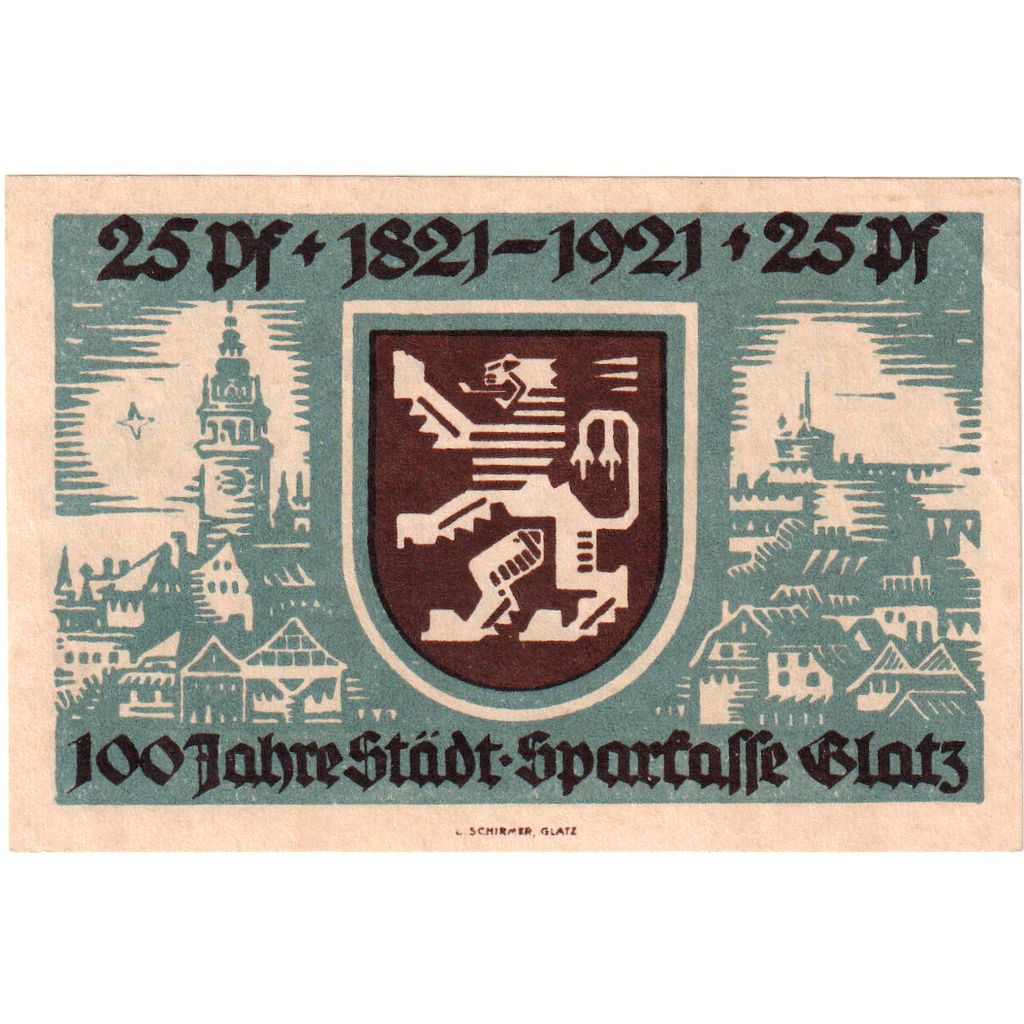 Deutschland, Glatz Städtische Sparkasse, 25 Pfennig, 1921-10-06, VZ+