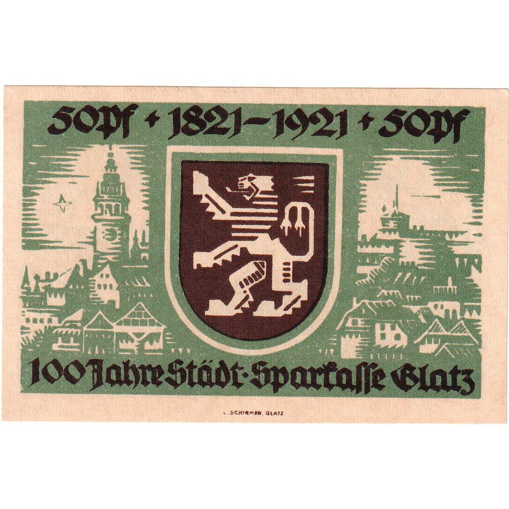 Deutschland, Glatz Städtische Sparkasse, 50 Pfennig, 1921-10-06, VZ+