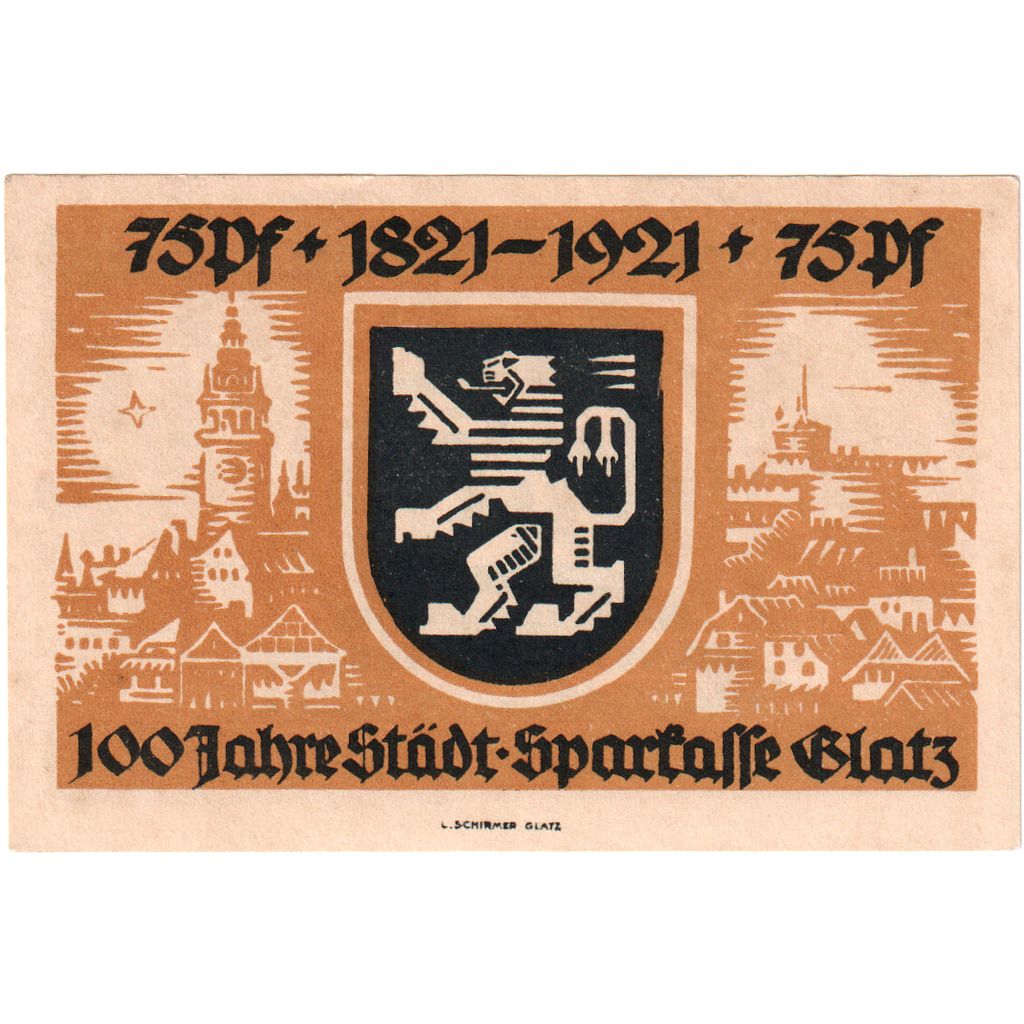 Niemcy, Glatz Städtische Sparkasse, 75 Pfennig, 1921-10-06, UNC(60-62)