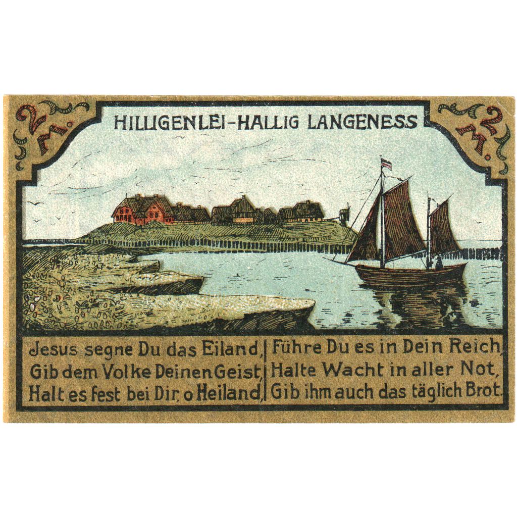 Niemcy, Langeness-Nordmarsch Hallig, 2 Mark, 1921-09-01, AU(55-58)