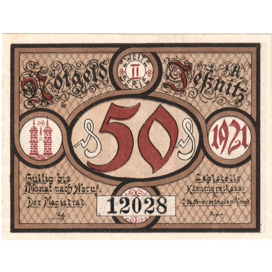 Niemcy, Jessnitz, 50 Pfennig, UNC(63)