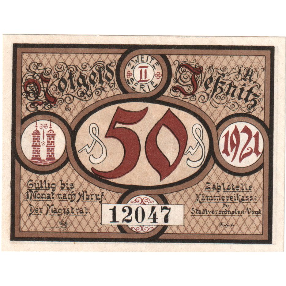 Niemcy, Jessnitz, 50 Pfennig, UNC(63)