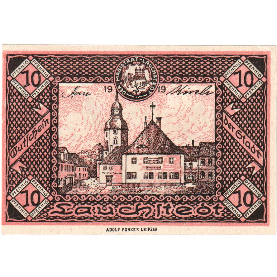 Niemcy, Lauchstedt Stadt, 10 Pfennig, Undated (1919), UNC(60-62)