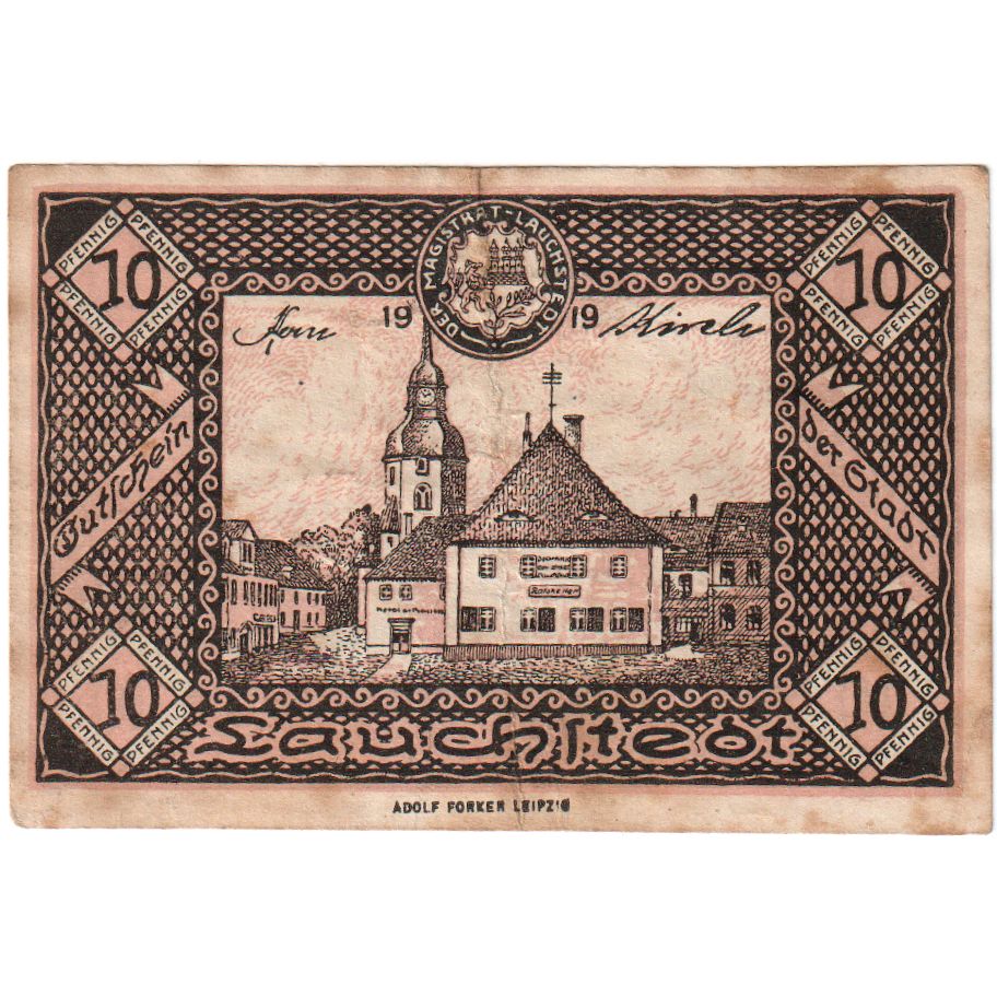 Germania, Lauchstedt Stadt, 10 Pfennig, Undated (1919), SPL
