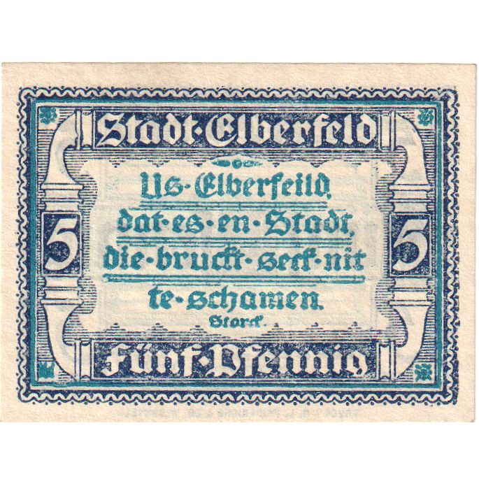 Niemcy, Elberfeld Stadt, 5 Pfennig, 1920-03-10, UNC(60-62)