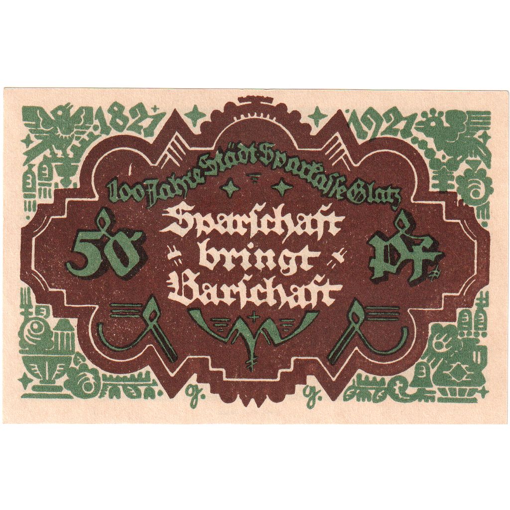Niemcy, Glatz Städtische Sparkasse, 50 Pfennig, 1921-10-06, UNC(60-62)