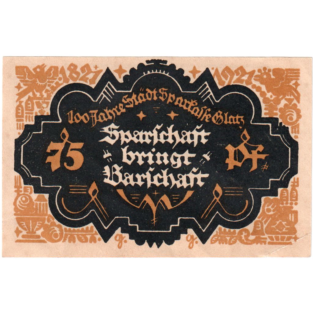 Niemcy, Glatz Städtische Sparkasse, 75 Pfennig, 1921-10-06, UNC(60-62)