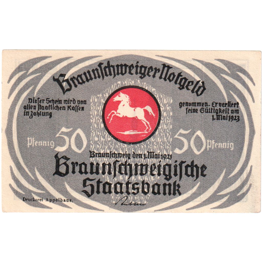 Deutschland, Braunschweig, 50 Pfennig, 1923-05-01, UNZ-