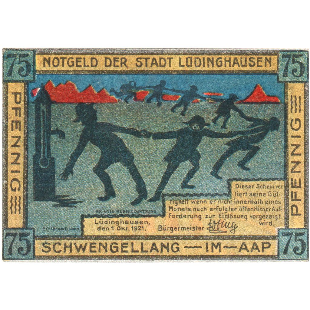 Germania, Lüdinghausen Stadt, 75 Pfennig, 1921-10-01, SPL-