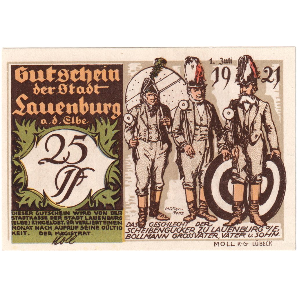 Germania, Lauenburg a.d. Elbe Stadt, 25 Pfennig, SPL