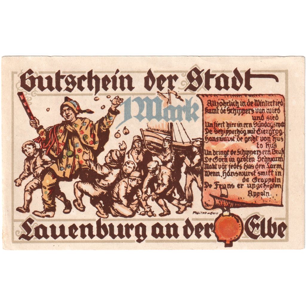 Deutschland, Lauenburg a.d. Elbe Stadt, 1 Mark, UNZ