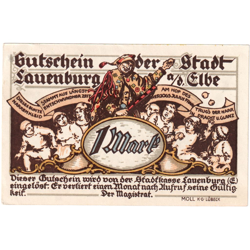 Niemcy, Lauenburg a.d. Elbe Stadt, 1 Mark, UNC(65-70)