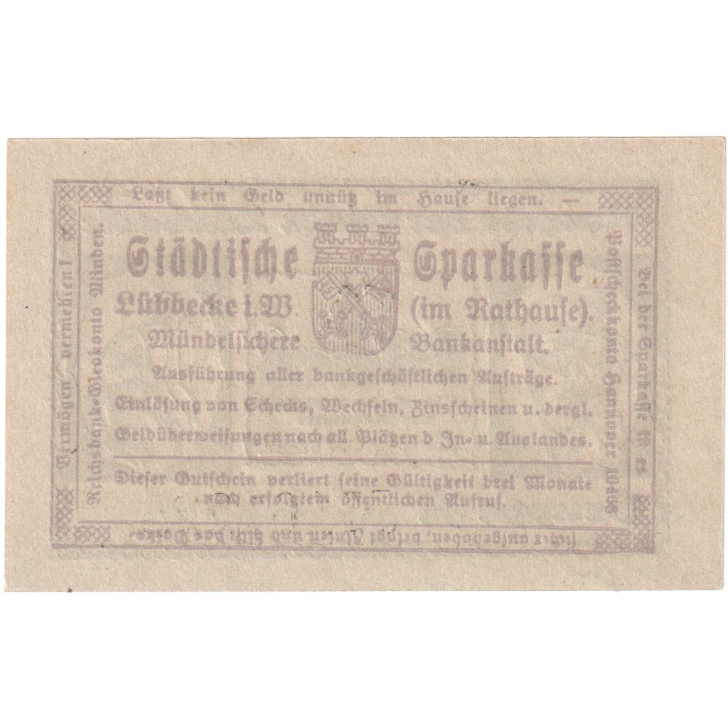 Deutschland, Lübbecke, 50 Pfennig, 1920-05-14, 087395, VZ