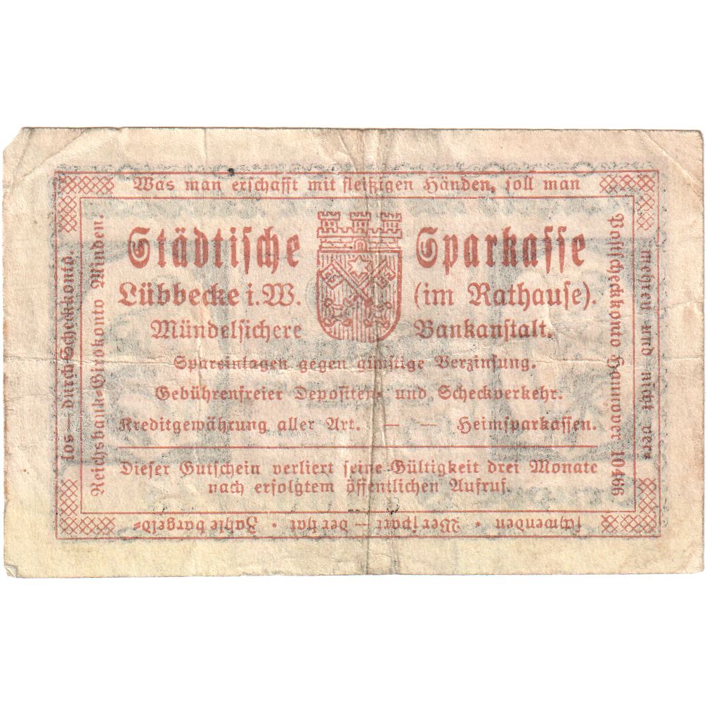 Deutschland, Lubbecke Stadt, 10 Pfennig, 1920-05-14, VZ