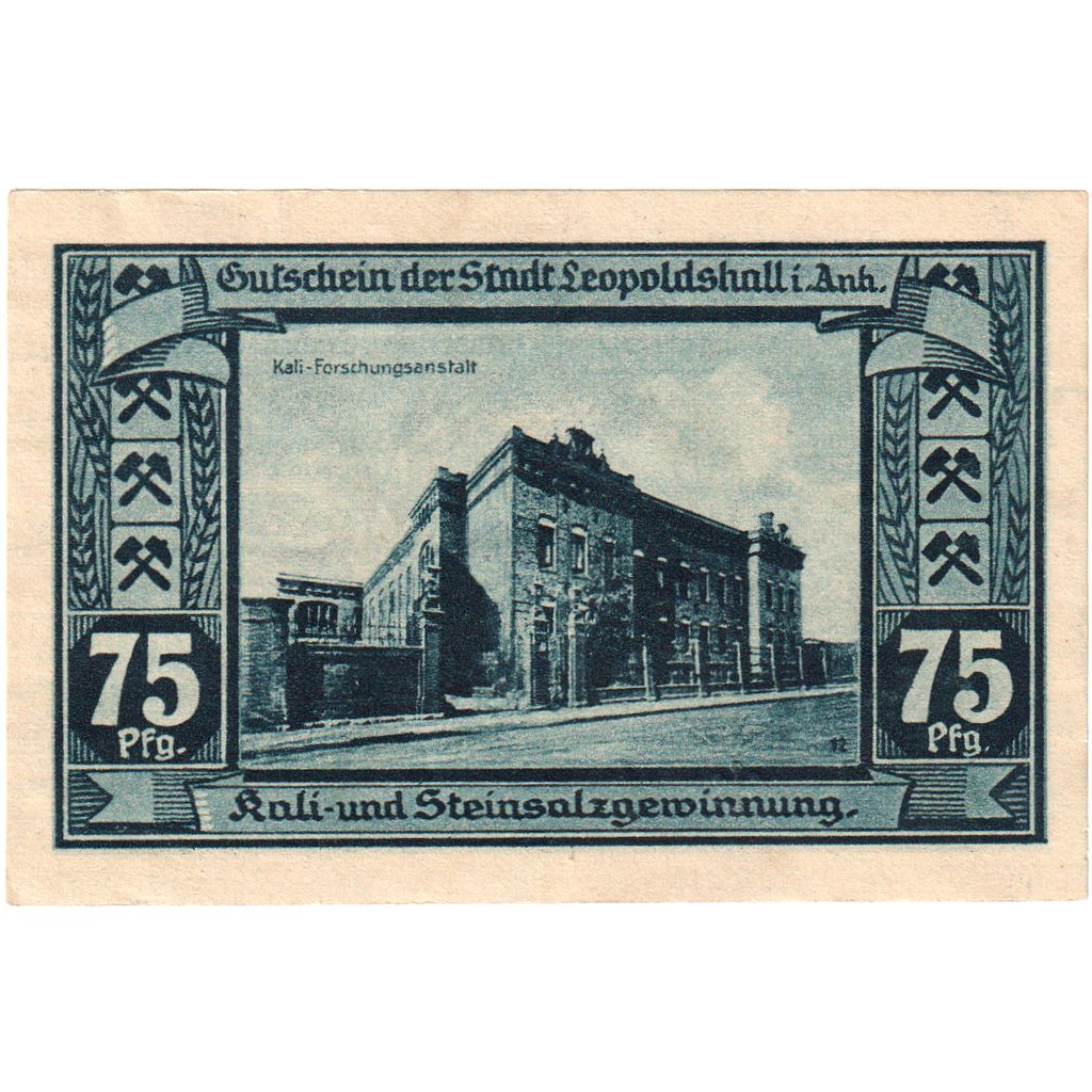 Niemcy, Leopoldshall, 75 Pfennig, 1921-05-02, UNC(65-70)