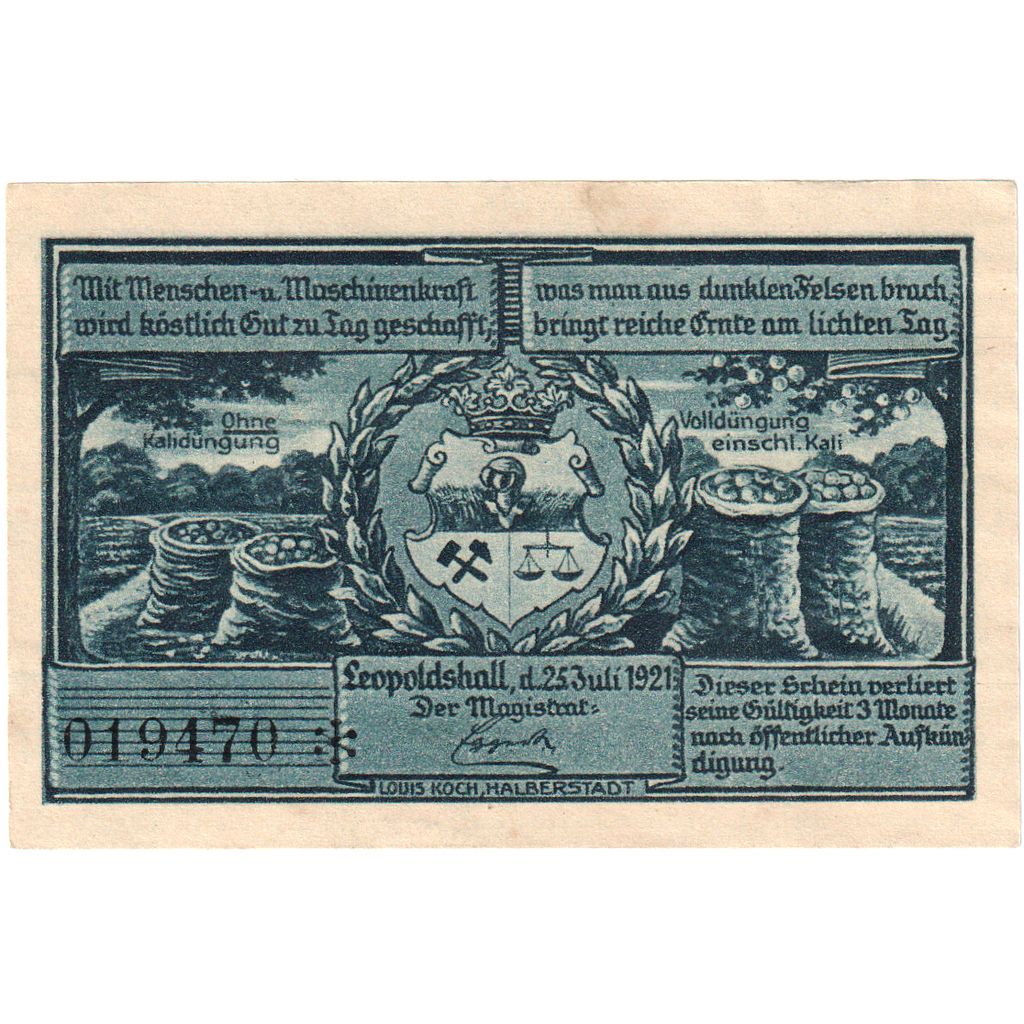 Niemcy, Leopoldshall, 75 Pfennig, 1921-05-02, UNC(65-70)