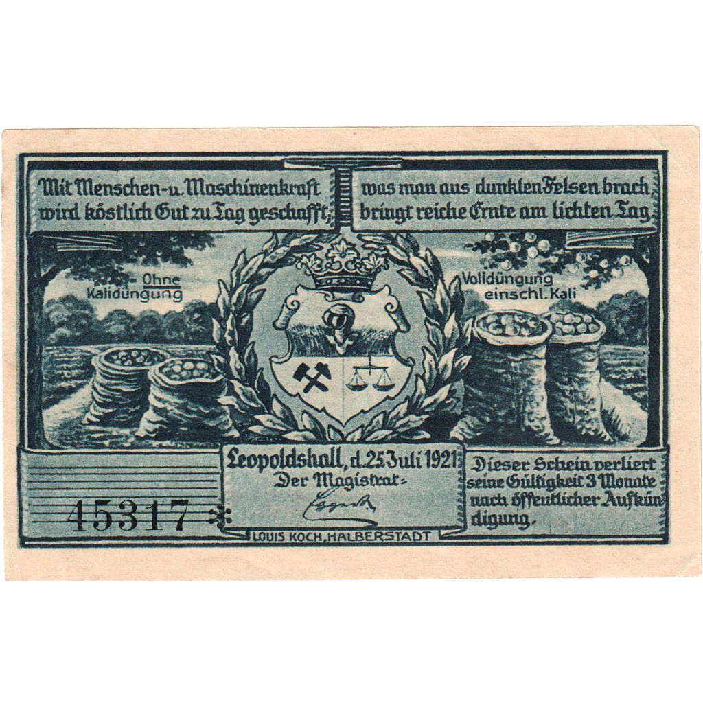 Niemcy, Leopoldshall, 75 Pfennig, 1921-05-02, UNC(65-70)