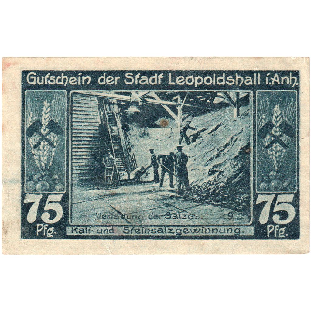 Germania, Leopoldshall, 75 Pfennig, 1921-05-02, FDS