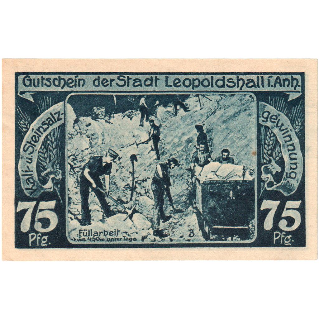 Niemcy, Leopoldshall, 75 Pfennig, 1921-05-02, UNC(65-70)
