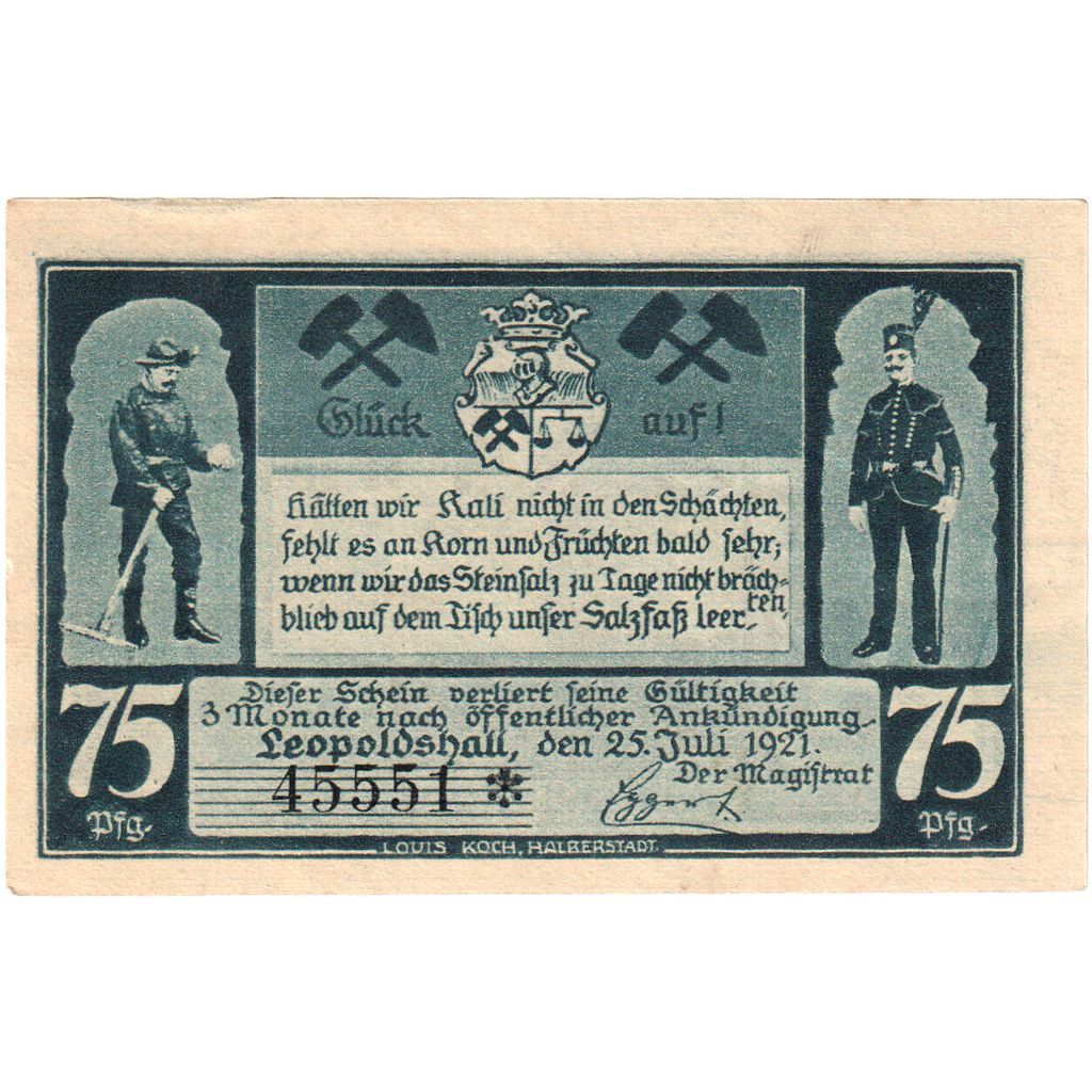 Deutschland, Leopoldshall, 75 Pfennig, 1921-05-02, UNZ