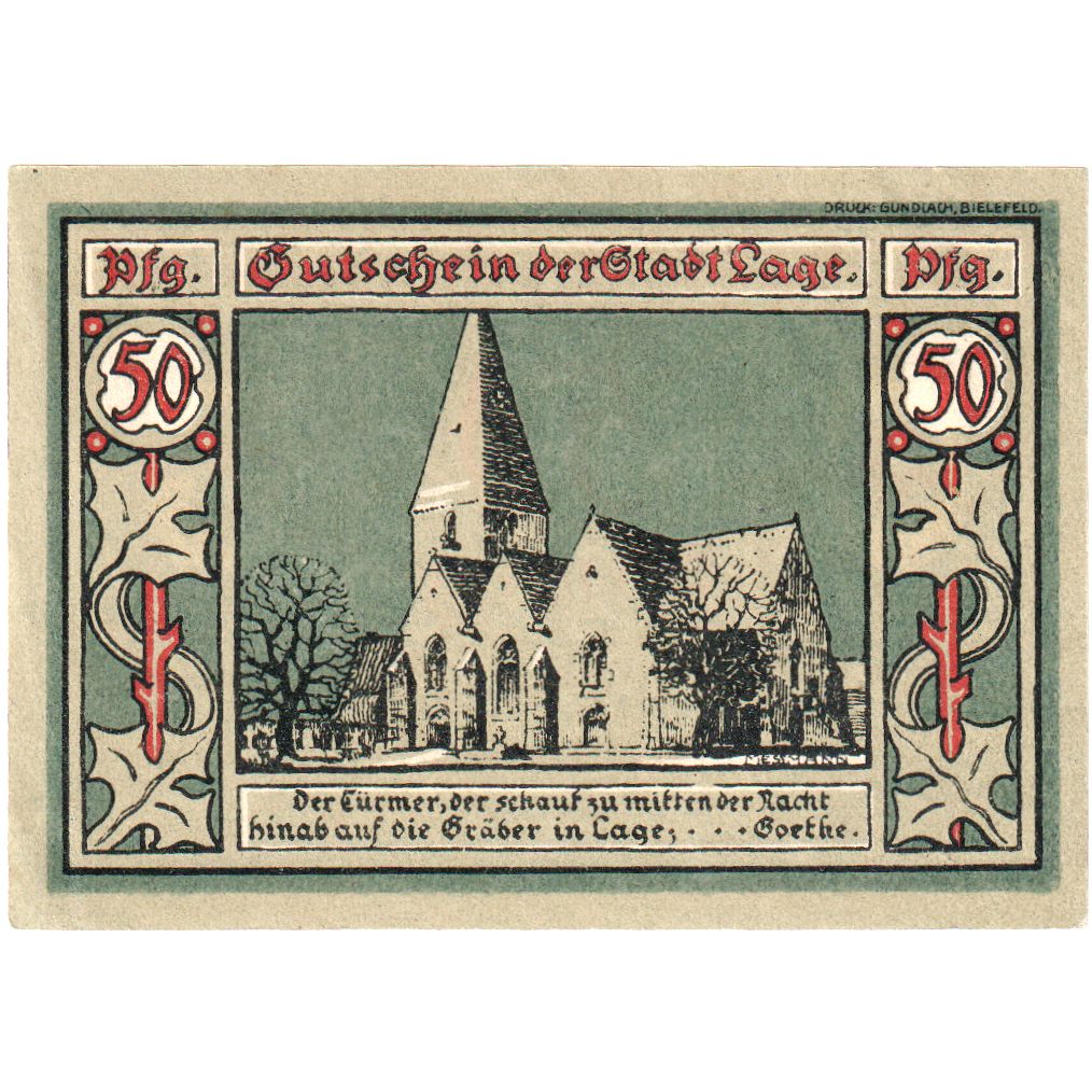 Niemcy, Lage Stadt, 50 Pfennig, UNC(60-62)